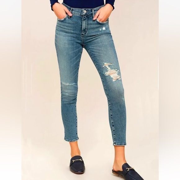 Agolde Sophie Spell Cropped Distressed Skinny Jeans - Picture 1 of 8
